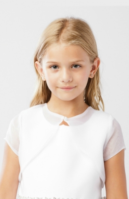 Flower Girl Organza Short Sleeved Jacket-Style 7893  WHITE