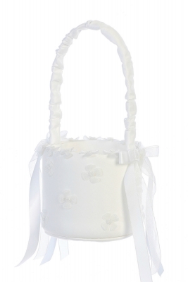 Flower Girl Basket Style BK2- with Applied Flowers in Choice of Color