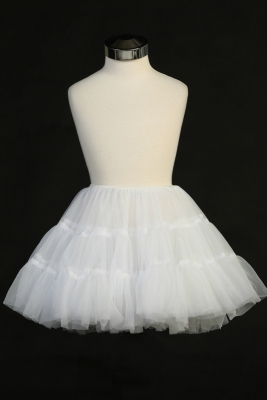 YOOJIA 2 Layered Girls Slip Flower Girl Petticoat Crinoline Above Knee Length A-line Hoopless Skirt Underskirt for Kids