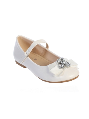 Girls Matte Flats with Rhinestones and Bow Accent