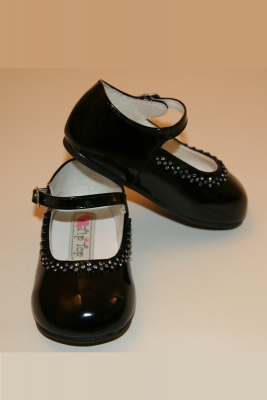 Flower Girl Shoe Style S49 - Soft Patent Shoe with Cute Flower Detailing- Infant and Toddler Size