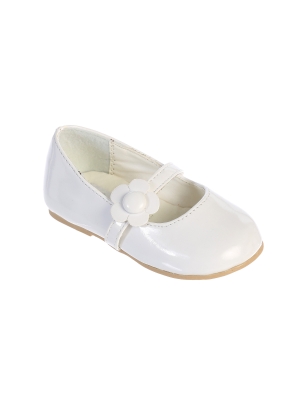 Flower Girl Shoe Style S45- Soft Patent Shoe with Cute Flower Detailing- Infant and Toddler Size