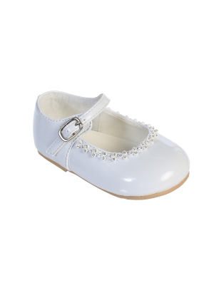 Flower Girl Shoe Style S49 - Soft Patent Shoe with Cute Flower Detailing- Infant and Toddler Size