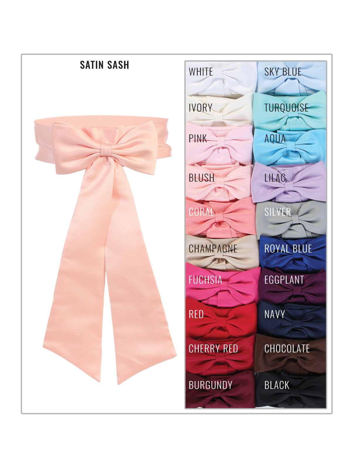 Tip Top Kids Premade Satin Adjustable Sash-Expects to Fit Sizes 2-12