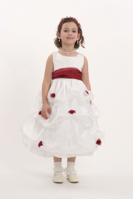 Kiki Kids Flower Dresses Dress For Less Flower Dress Style 5213 White Or Ivory Sleeveless Organza Pick Up With Burgundy