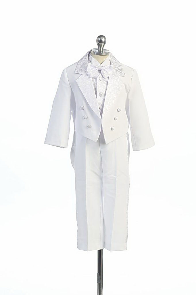 Boys Suit Style TX100- 5 Piece Suit Set with Paisley Bow Tie and Vest