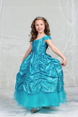 Peacock Colored Flower Girl Dresses