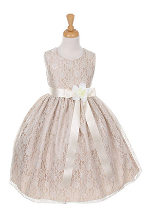 CC_1132CHIV - Girls Dress Style 1132- CHAMPAGNE Taffeta and Lace Dress ...