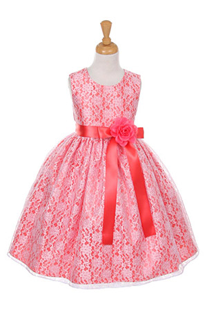 CC_1132COCO - Girls Dress Style 1132- CORAL Taffeta and Lace Dress with ...
