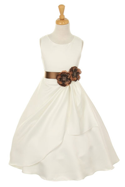 brown flower girl dress