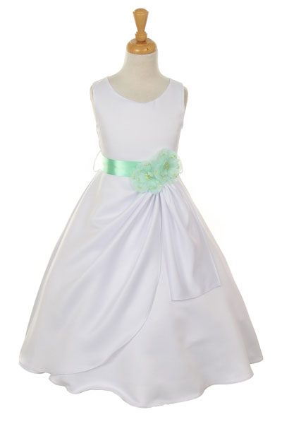 mint green and white flower girl dresses