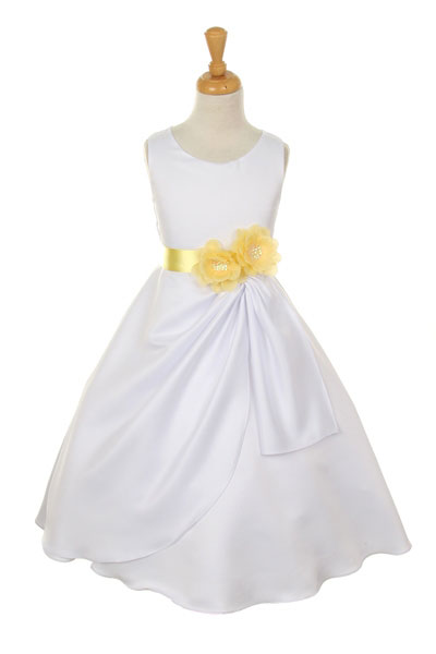 white dress with yellow flowers
