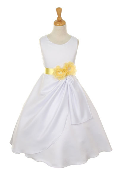 Yellows Flower Dresses Dress For Less S Dress Style 1165 Choice Of White Or Ivory With Yellow Ribbon And Flower