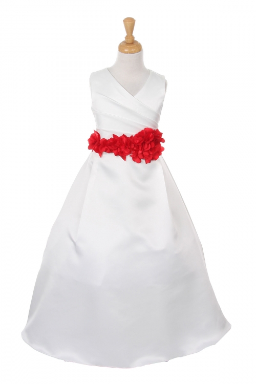 Flower girl dress with red sash online