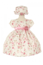 Girls Dress Style ME730-839- Short Sleeve jacquard Dress with Printed Floral
