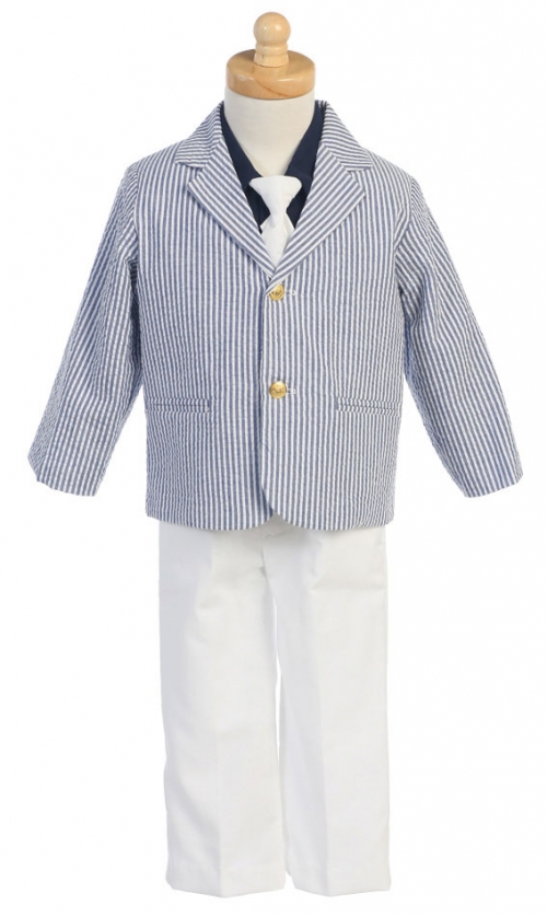 Boys Suit Style 3777- Cotton Striped Seersucker 4 Piece Suit