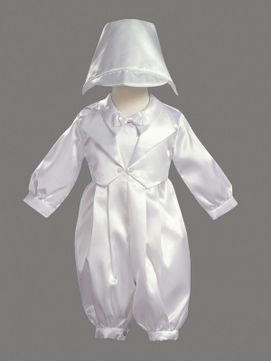 Boys Baptism-Christening Romper Style 8110- Long Romper with Vest Set