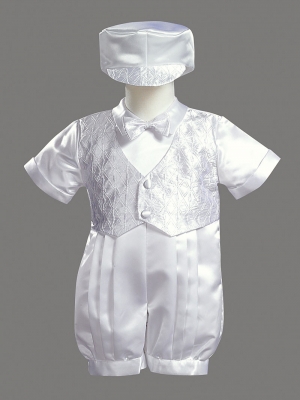 Boys Baptism-Christening Romper Style 8700- Romper with Vest Set