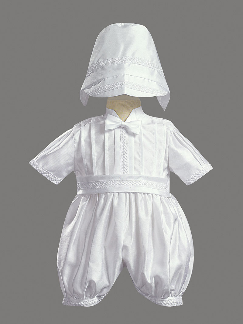Boys Baptism-Christening Romper Style 8820- Shantung Romper Set