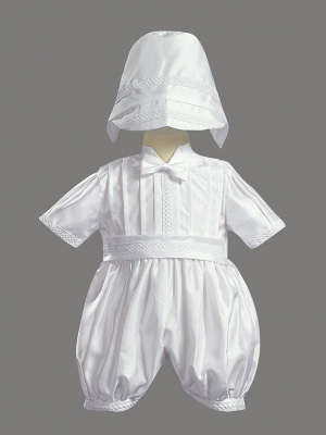 Boys Baptism-Christening Romper Style 8820- Shantung Romper Set