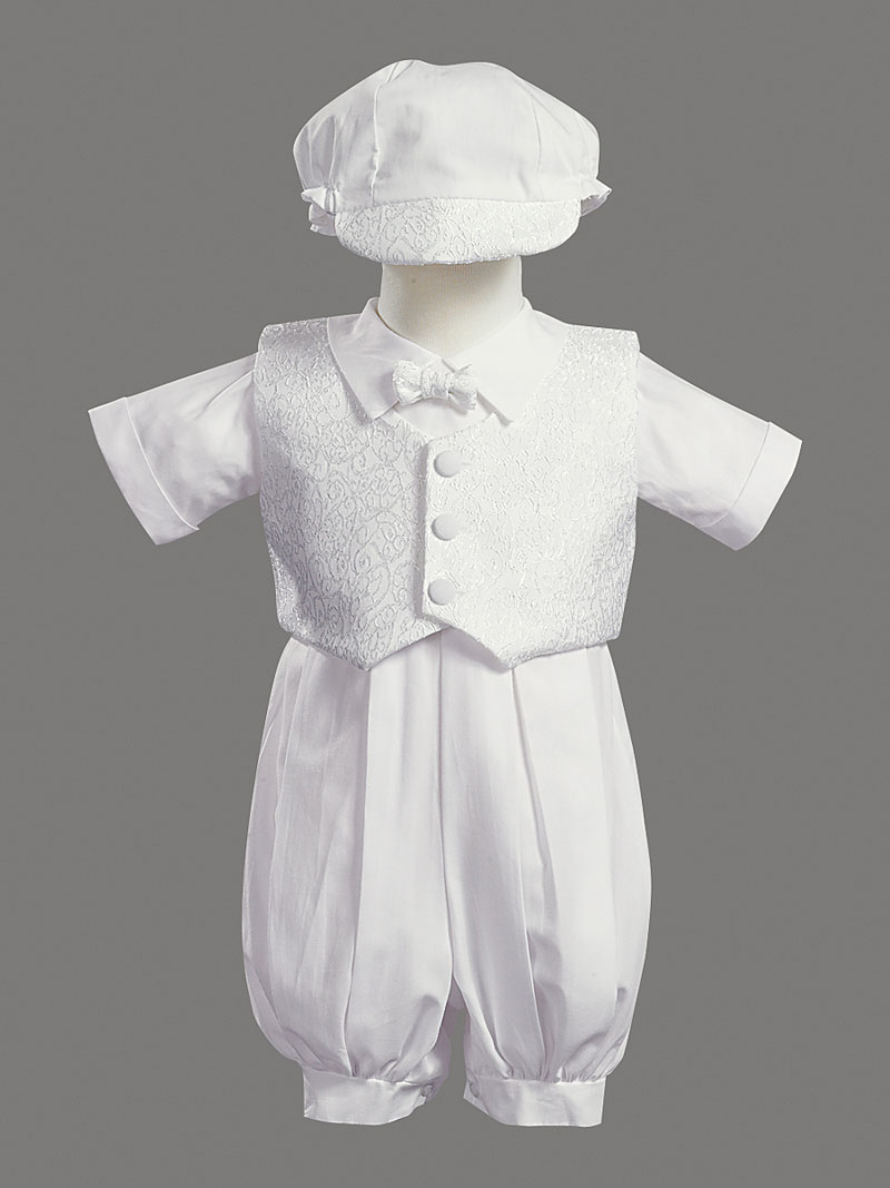 Boys Baptism-Christening Romper Set Style ALLEN- Short Sleeved Romper Set with V