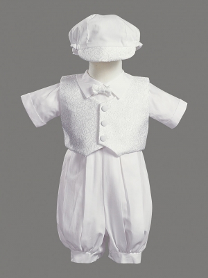 Boys Baptism-Christening Romper Set Style ALLEN- Short Sleeved Romper Set with Vest