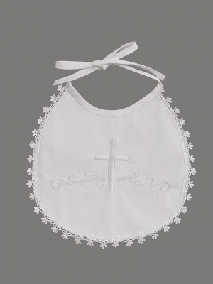 Embroidered Bib With Lace Trim Style BB-2