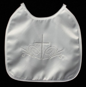 Christening Bib Style BB-5- Embroidered Satin Bib