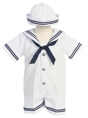 Romper Style G250 - White Sailor Romper with Hat
