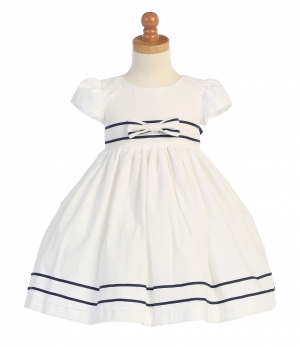 Girls Dress Style M668- Short Sleeve Cotton Seersucker Dress