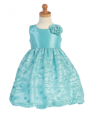 Girls Dress Style M674- Sleeveless Taffeta Dress with Embroidered Tulle