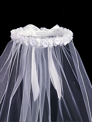 Communion Head Wreath Style T-12- Floral Wreath with Veil