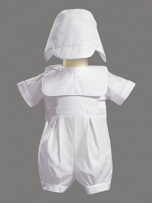 Boys Baptism-Christening Romper Style ZACHARY- Short Sleeved Romper