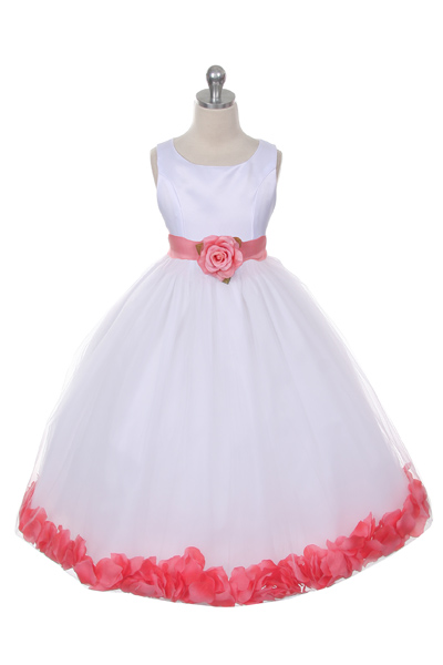 Ivory and coral flower girl dresses top
