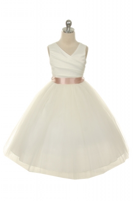 Flower Girl Dress Style 276 - White or Ivory with Choice of 23 Ribbon Sash Options