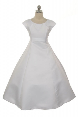 Girls Dress Style 535- Satin Cap Sleeve Aline Dress
