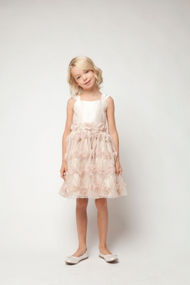 Girls Dress Style 476 Satin And Rose Vine Mesh Girls Dress Style 476 Satin And Rose Vine Mesh