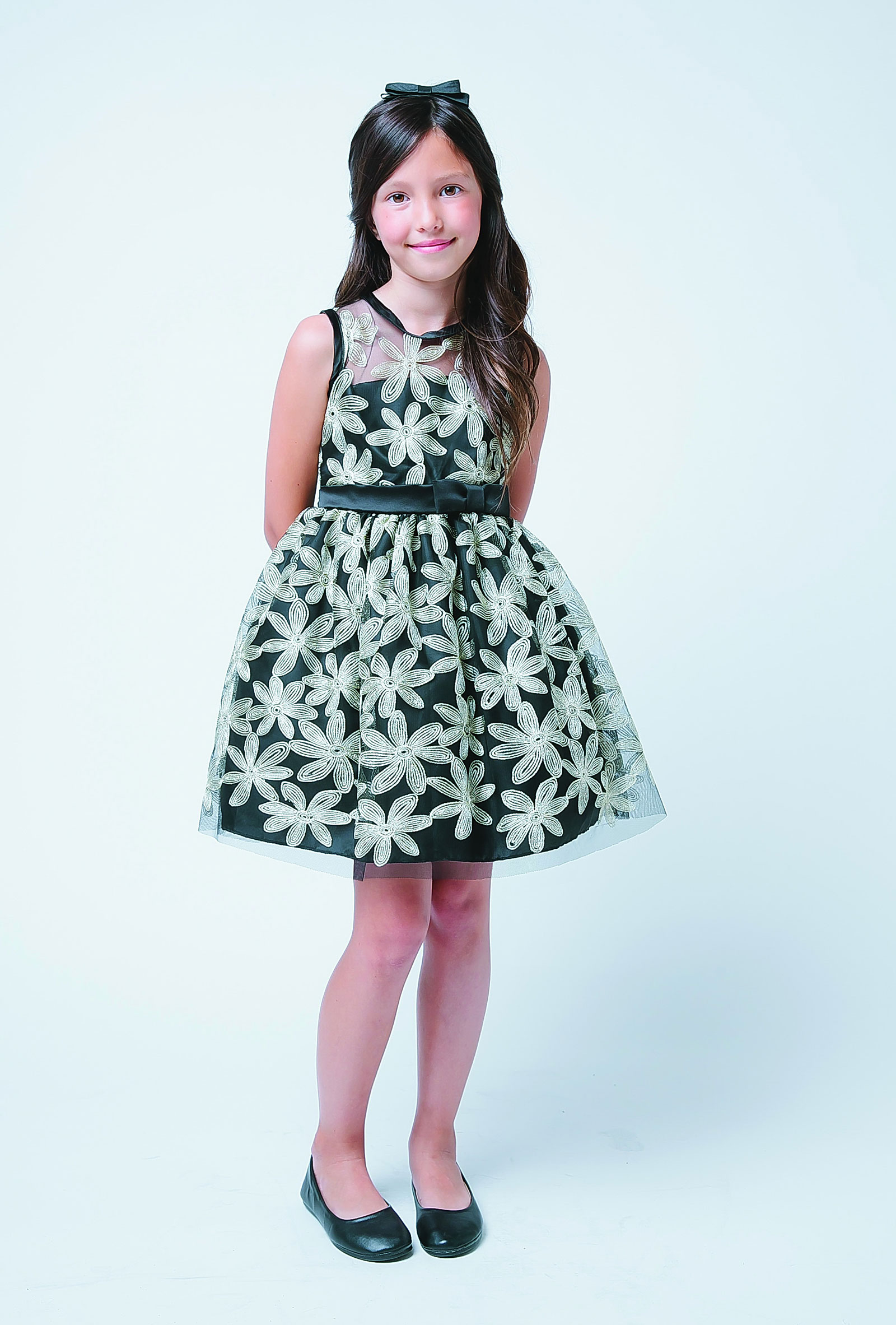 SK_530B Girls Dress Style 530 Sleeveless Floral Embroidered Mesh