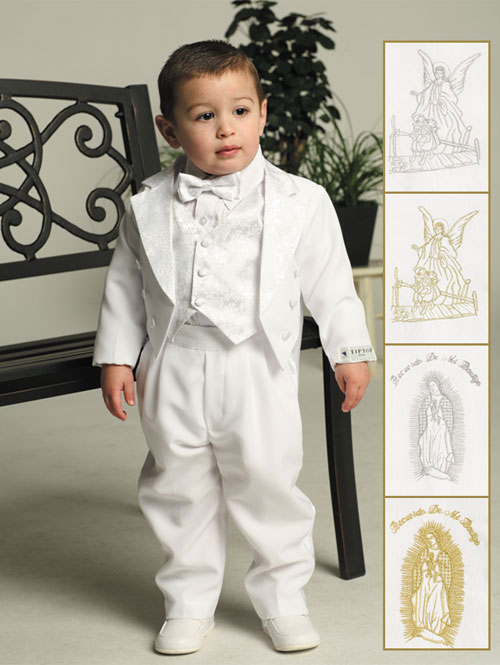 Boys Suit Style 4004- WHITE 5 Piece Communion-Baptism Tuxedo Set