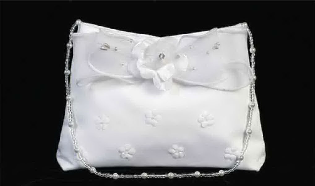 Flower Girl to Communion Purse Style B21 - Satin Purse with Floral Accents to Be