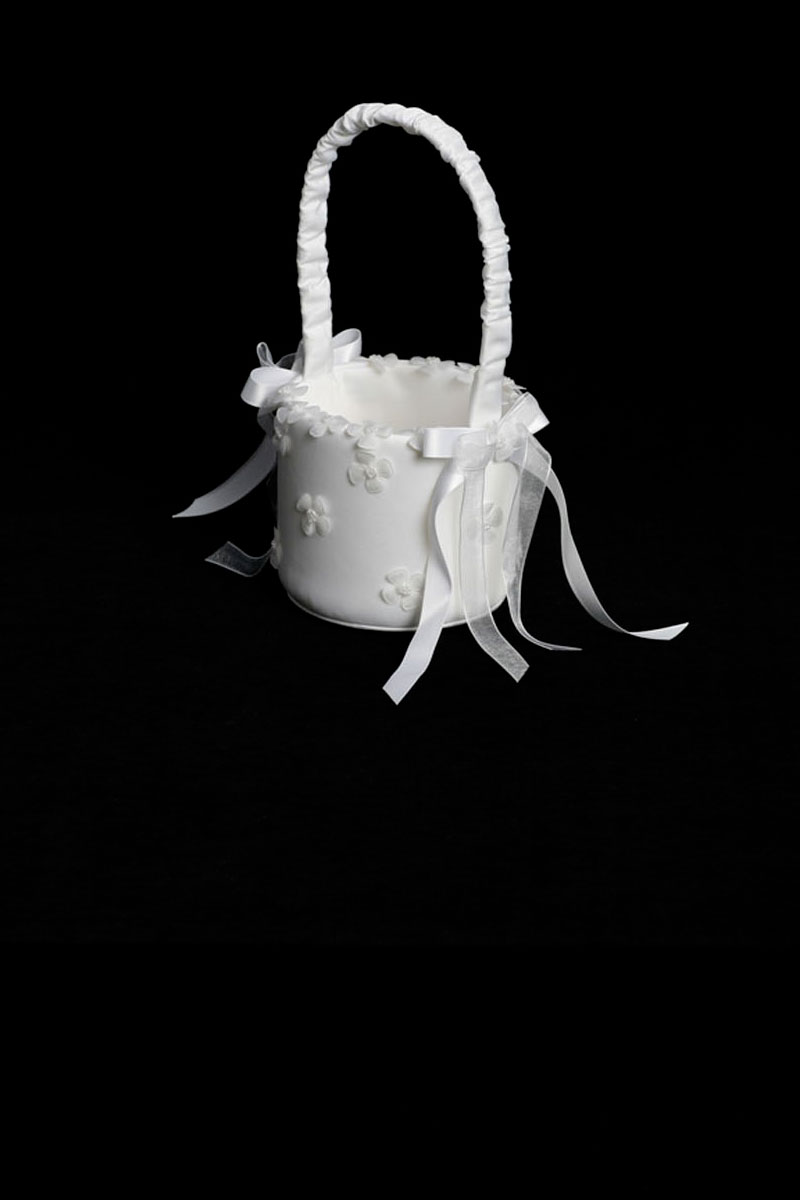 TT_BK2 Flower Girl Basket Style BK2 with Applied Flowers in Choice