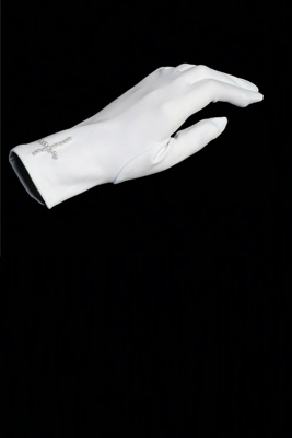 Satin Glove with Pearl Cross Detailing